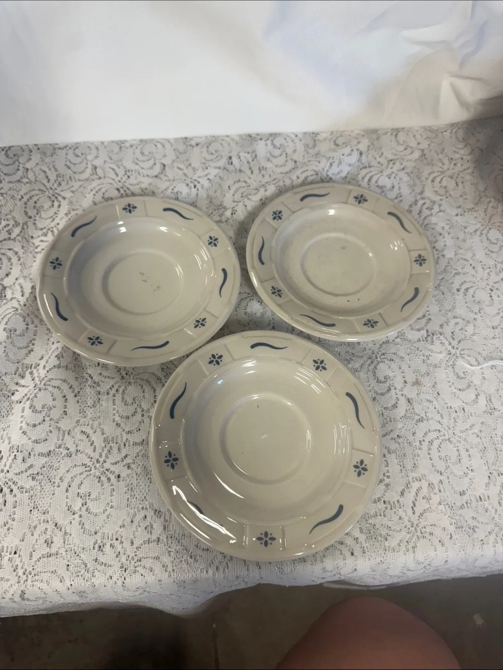 Longaberger Blue Traditional Saucers- Set of 3